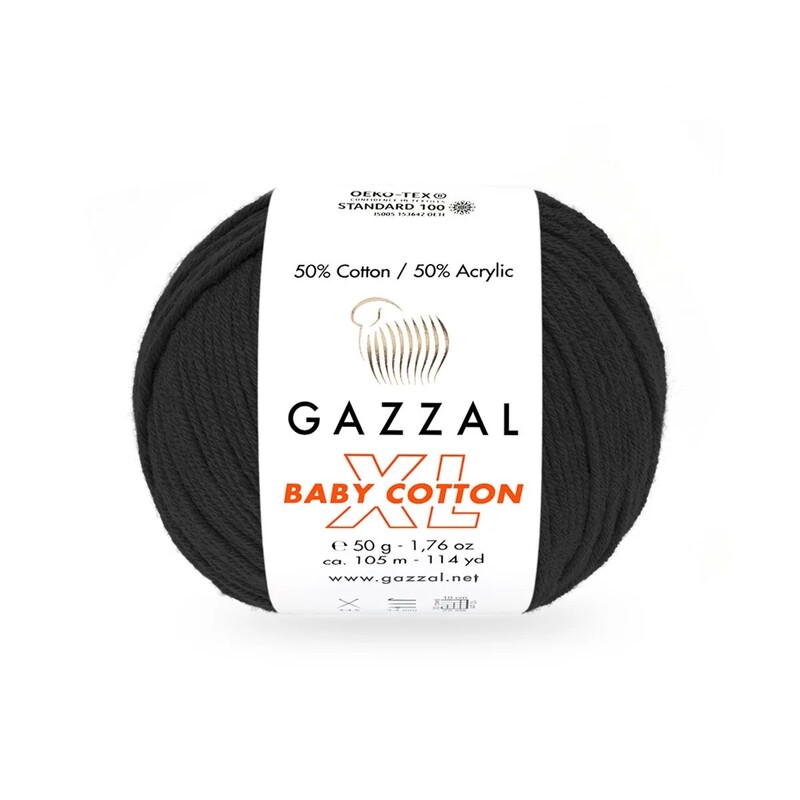 Gazzal - Пряжа Gazzal Baby Cotton XL /Чёрный 3433
