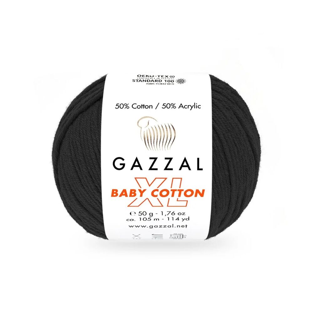 Пряжа Gazzal Baby Cotton XL /Чёрный 3433