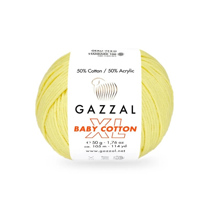Gazzal - Пряжа Gazzal Baby Cotton XL /Жёлтый 3413