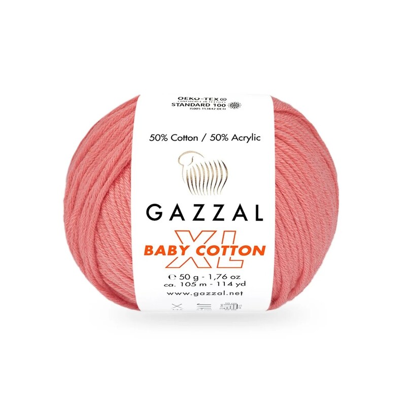 Gazzal - Пряжа Gazzal Baby Cotton XL /Светлый коралл 3435