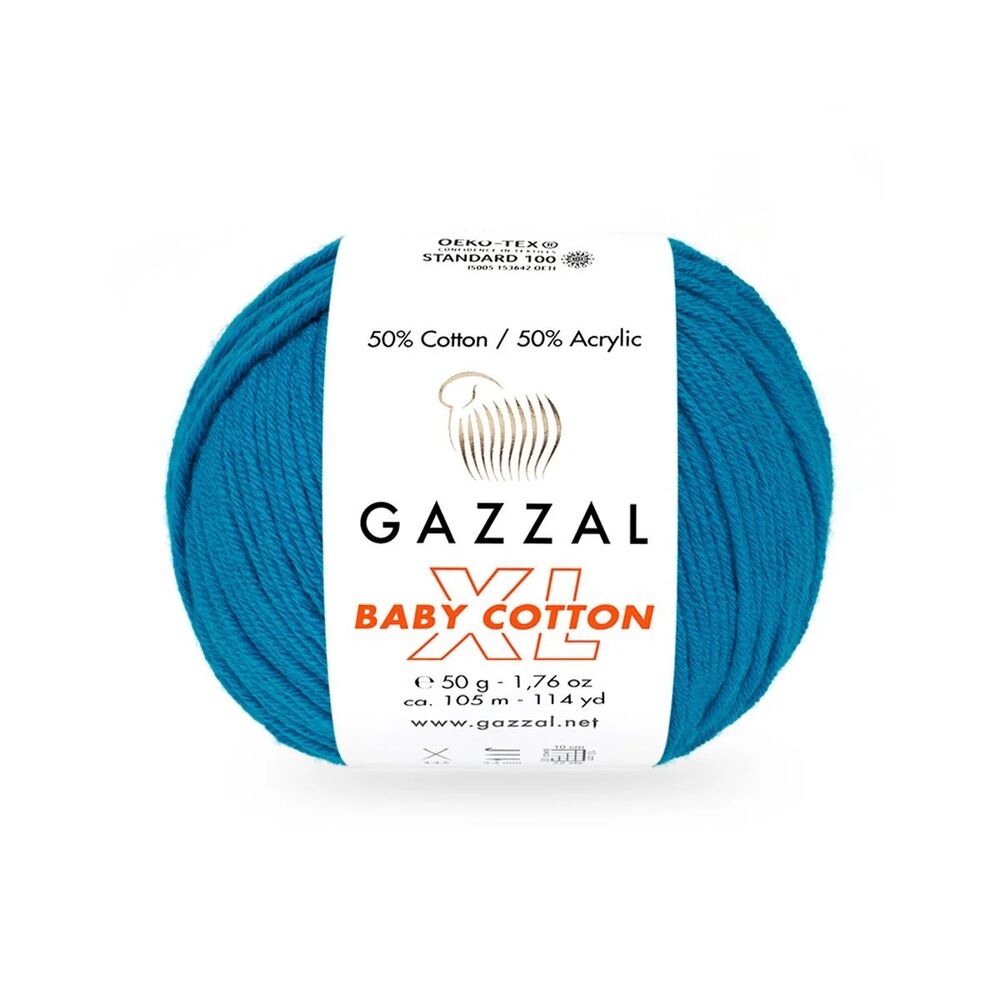 Пряжа Gazzal Baby Cotton XL /Лазурно-голубой 3428