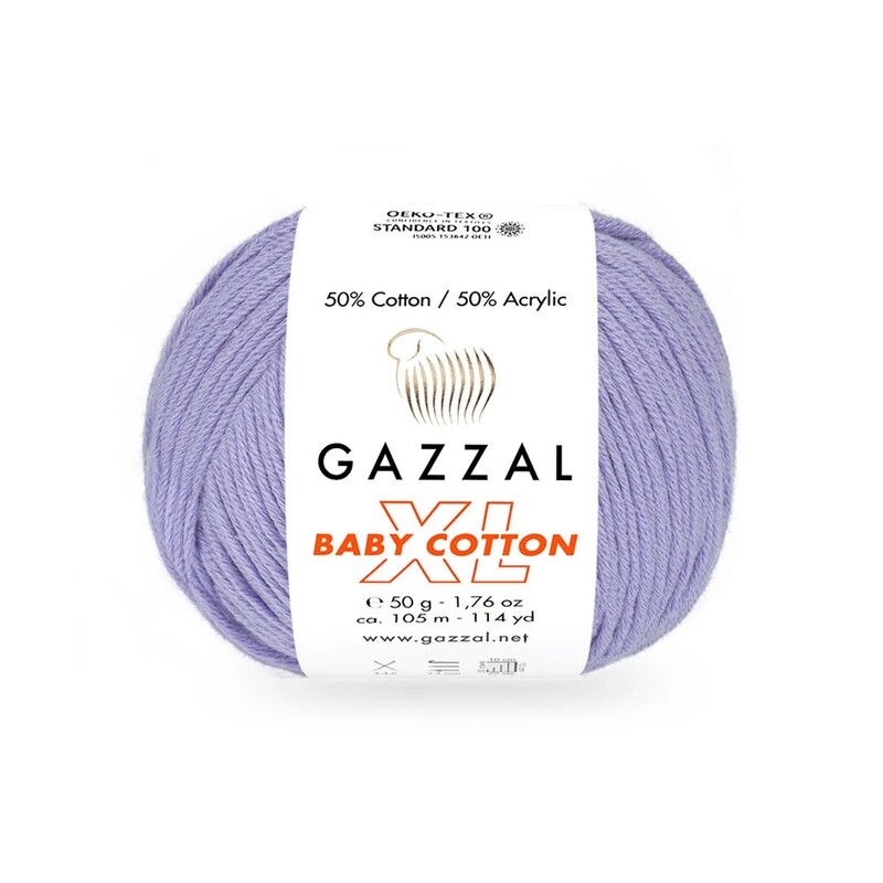 Пряжа Gazzal Baby Cotton XL /Светло-сиреневый 3420 - Thumbnail