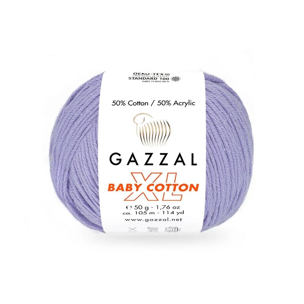 Пряжа Gazzal Baby Cotton XL /Светло-сиреневый 3420