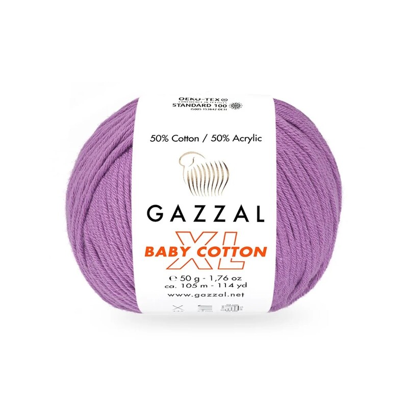 Gazzal - Пряжа Gazzal Baby Cotton XL /Лиловый 3414