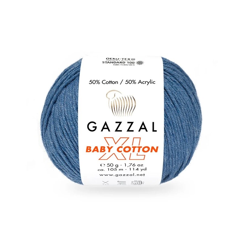 Gazzal - Пряжа Gazzal Baby Cotton XL /Насыщеный голубой 3431