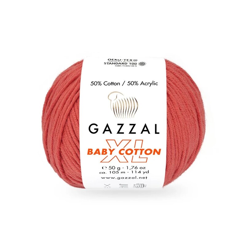 Gazzal - Пряжа Gazzal Baby Cotton XL /Коралловый 3418