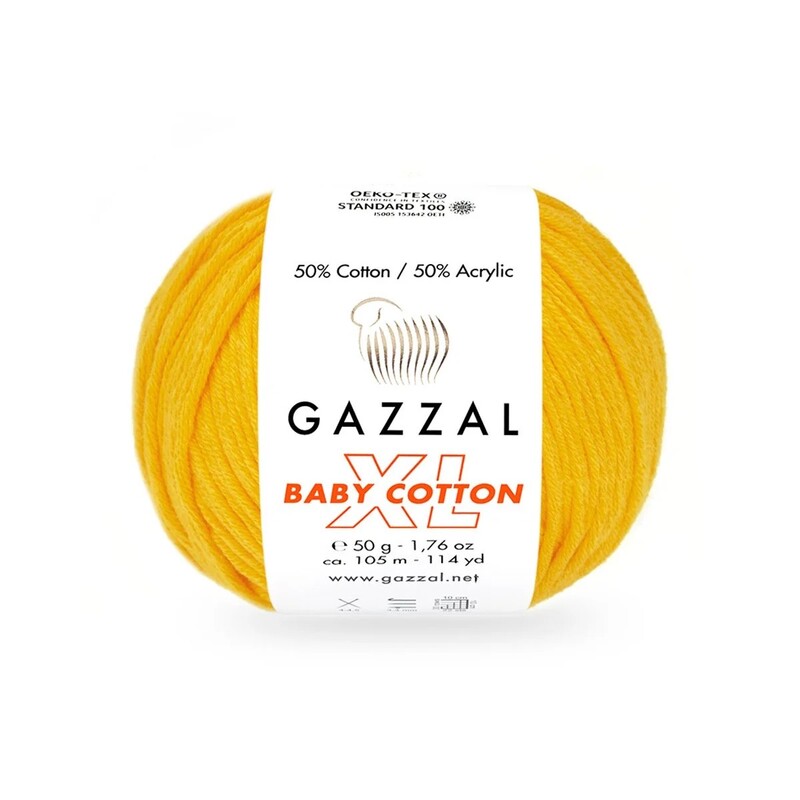 Gazzal - Пряжа Gazzal Baby Cotton XL /Горчичный 3417