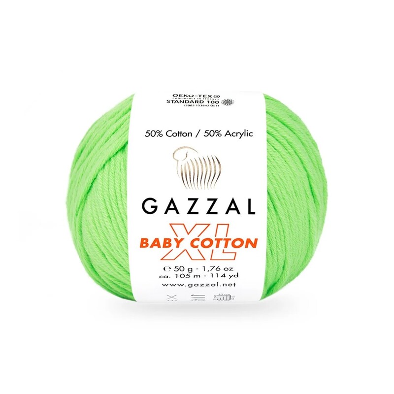 Пряжа Gazzal Baby Cotton XL /Салатовый 3427 - Thumbnail