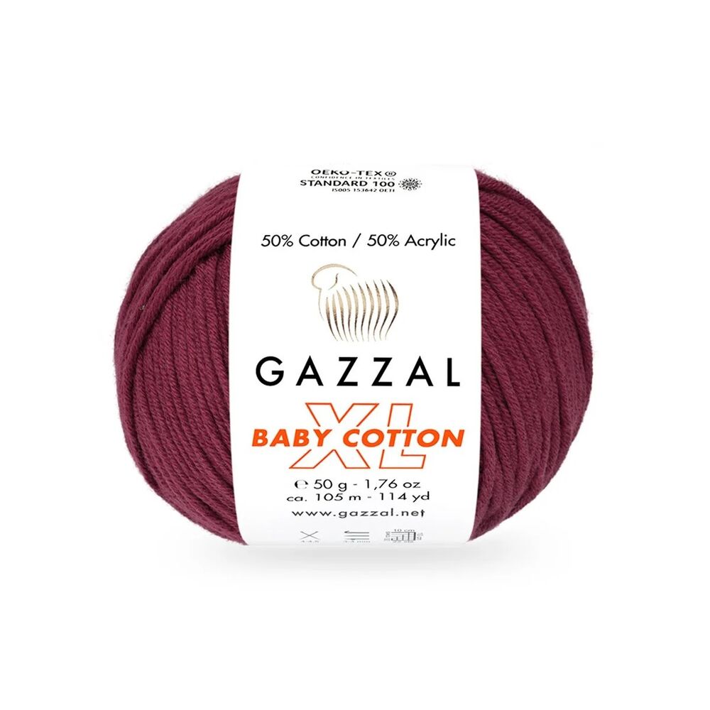 Пряжа Gazzal Baby Cotton XL/Бордовый 3442