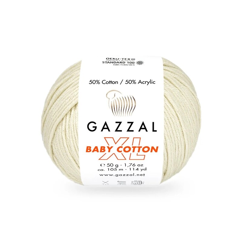 Пряжа Gazzal Baby Cotton XL /Молочно-кремовый 3437 - Thumbnail