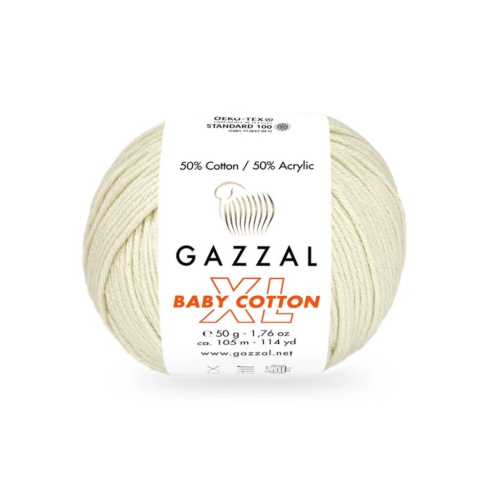 Пряжа Gazzal Baby Cotton XL /Молочно-кремовый 3437