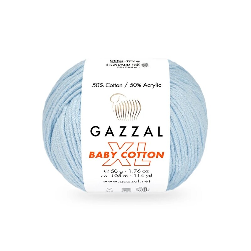 Пряжа Gazzal Baby Cotton XL /Нежно-голубой 3429 - Thumbnail