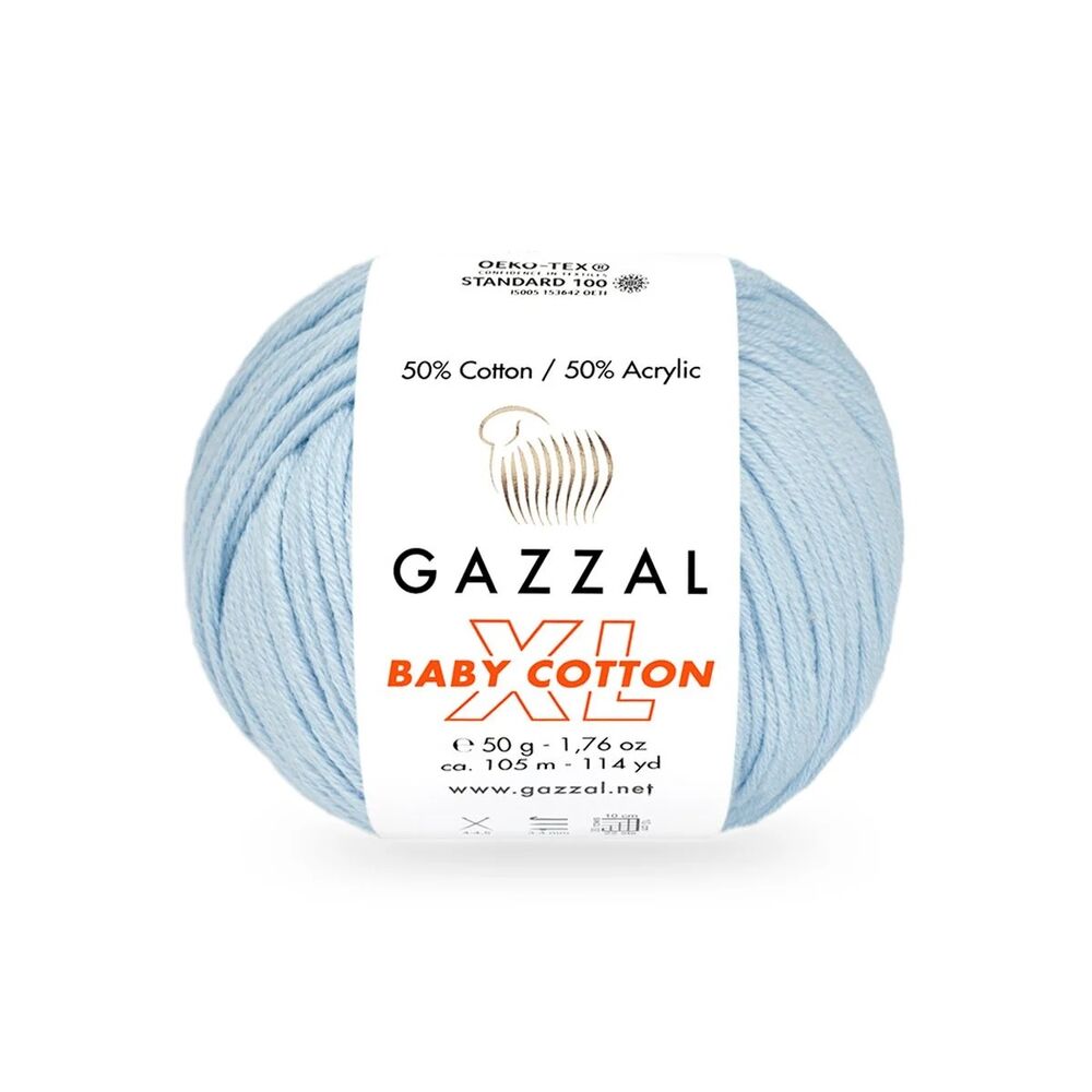 Пряжа Gazzal Baby Cotton XL /Нежно-голубой 3429