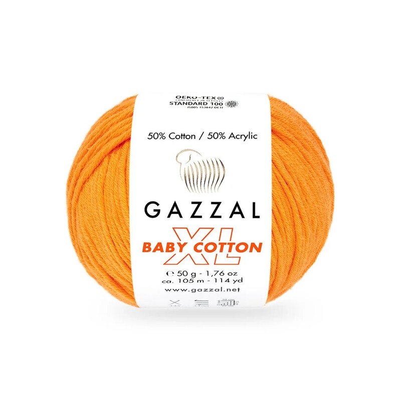 Gazzal - Пряжа Gazzal Baby Cotton XL /Жёлто-оранжевый 3416