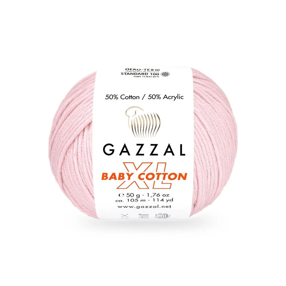 Пряжа Gazzal Baby Cotton XL /Светло-розовый 3411