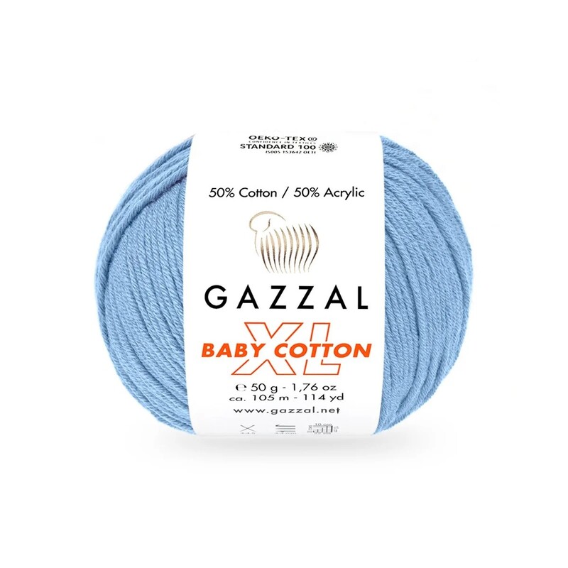Gazzal - Пряжа Gazzal Baby Cotton XL /Голубой 3423
