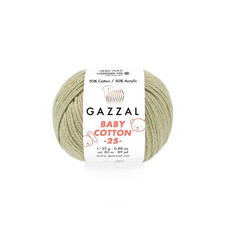 Пряжа Gazzal Baby Cotton 25 /Светло-оливковый 3464 - Thumbnail