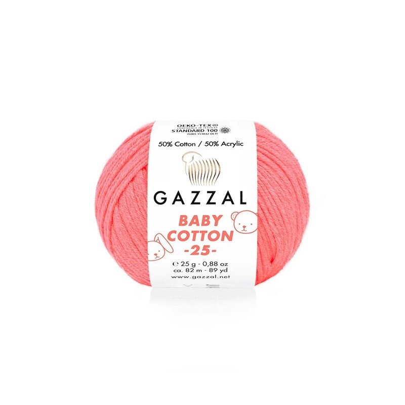 Gazzal - Пряжа Gazzal Baby Cotton 25 /Розовый 3460