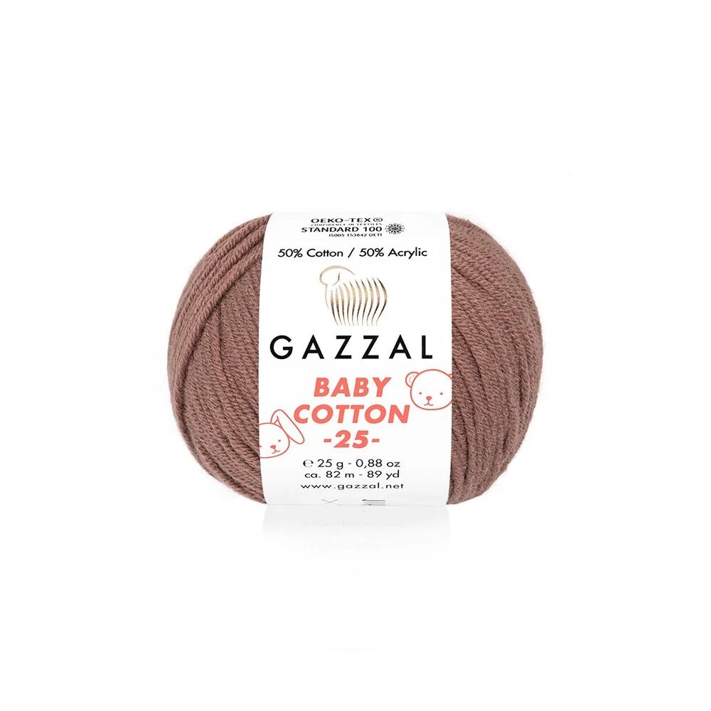 Пряжа Gazzal Baby Cotton 25 /Коричневый 3455