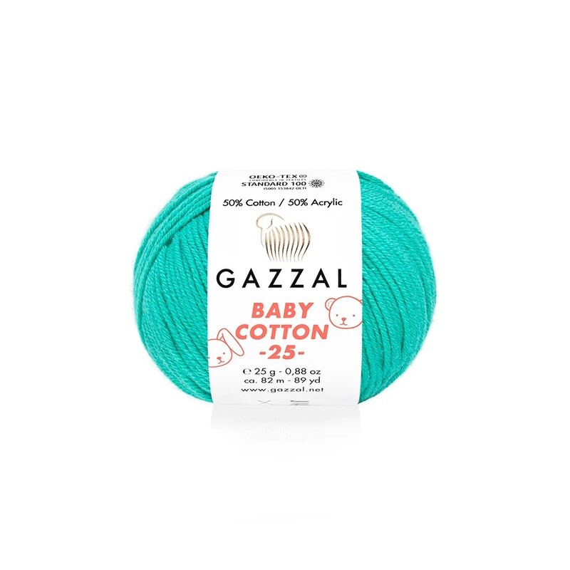 Gazzal - Пряжа Gazzal Baby Cotton 25 /Бирюзовый 3426