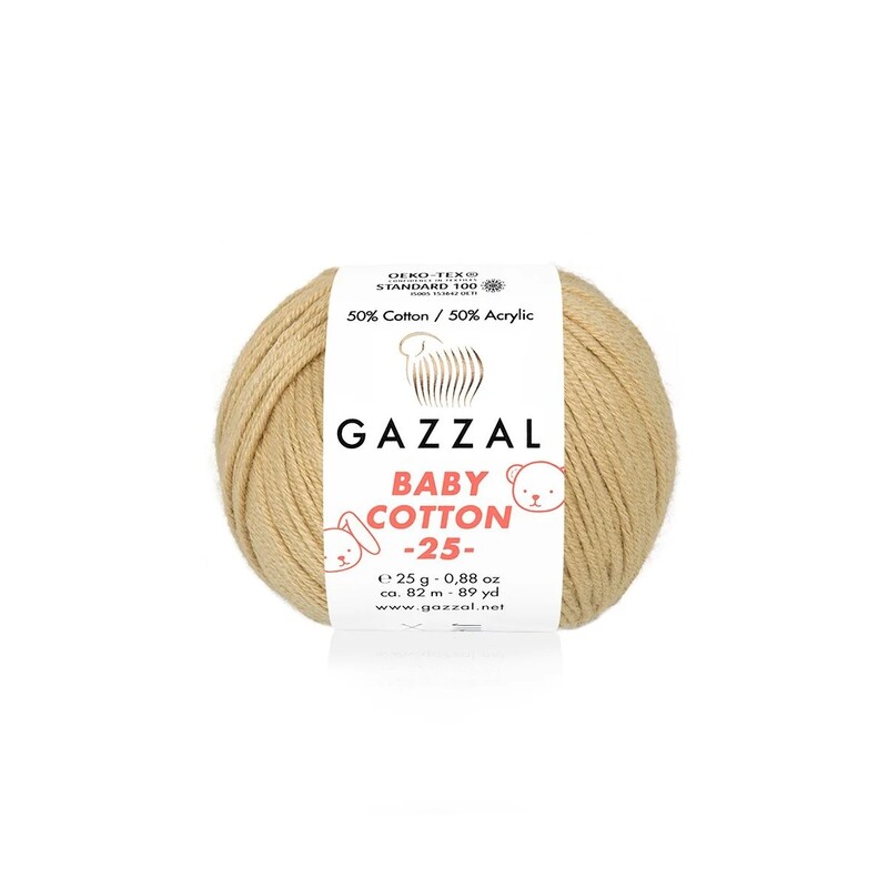 Gazzal - Пряжа Gazzal Baby Cotton 25 /Тёмный крем 3424