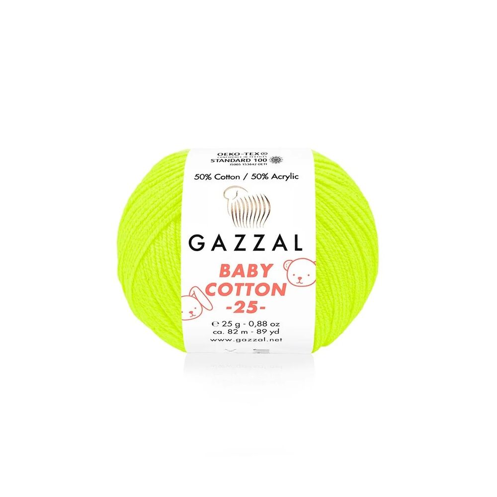 Пряжа Gazzal Baby Cotton 25 /Лимонный 3462
