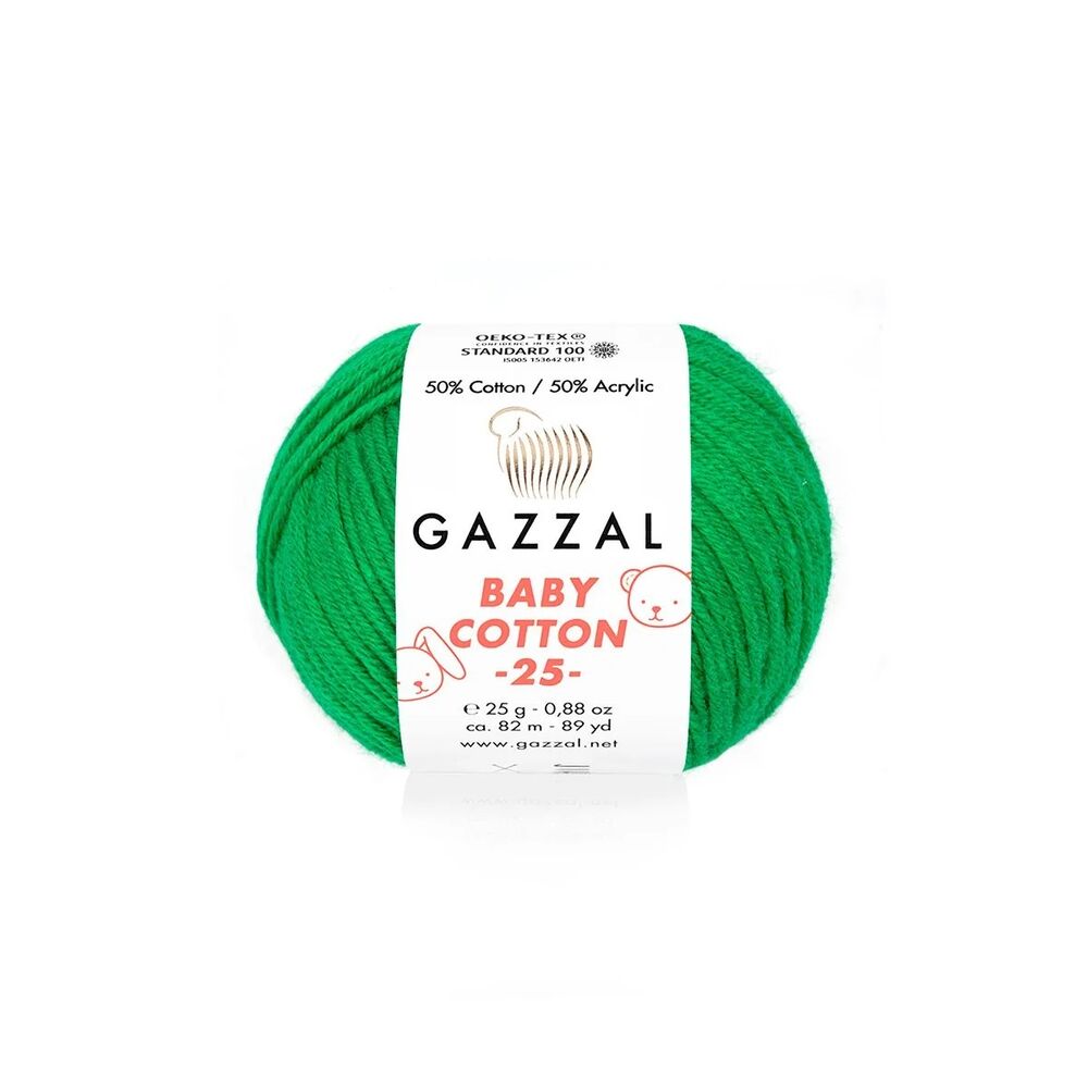 Пряжа Gazzal Baby Cotton 25 /Зелёный 3456