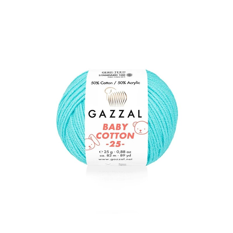 Gazzal - Пряжа Gazzal Baby Cotton 25 /Голубой 3451