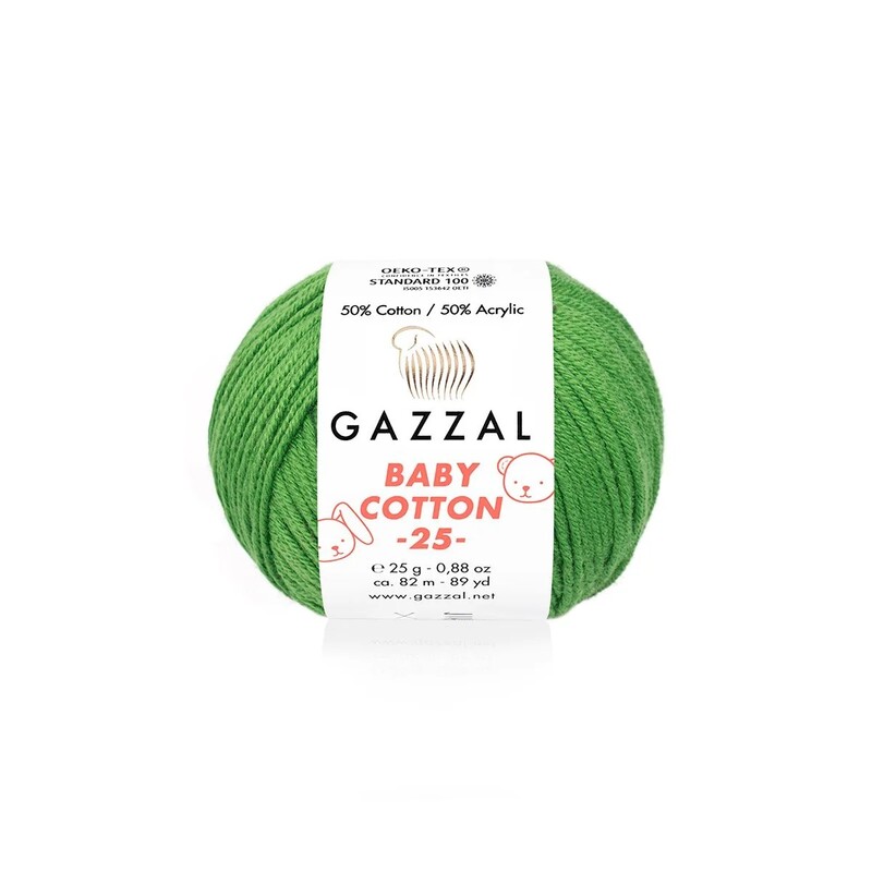 Gazzal - Пряжа Gazzal Baby Cotton 25 /Травяной 3449