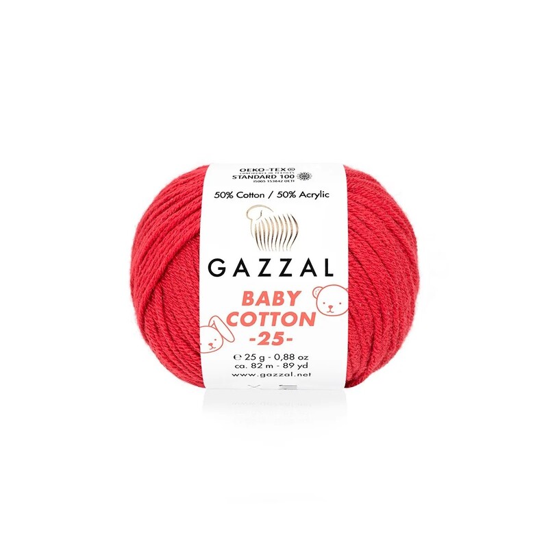 Gazzal - Пряжа Gazzal Baby Cotton 25 /Красный 3439