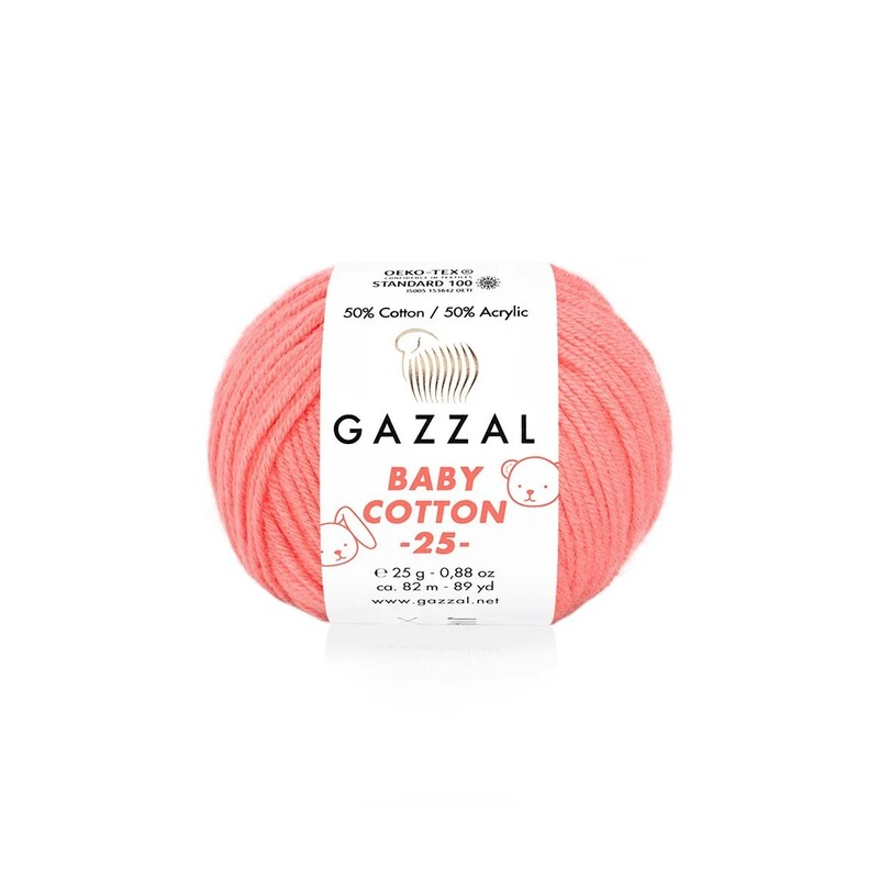 Gazzal - Пряжа Gazzal Baby Cotton 25 /Розовый 3435