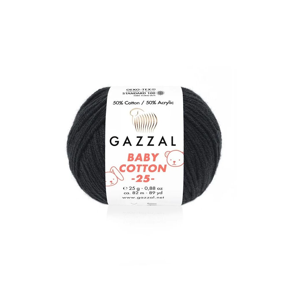 Пряжа Gazzal Baby Cotton 25 /Чёрный 3433