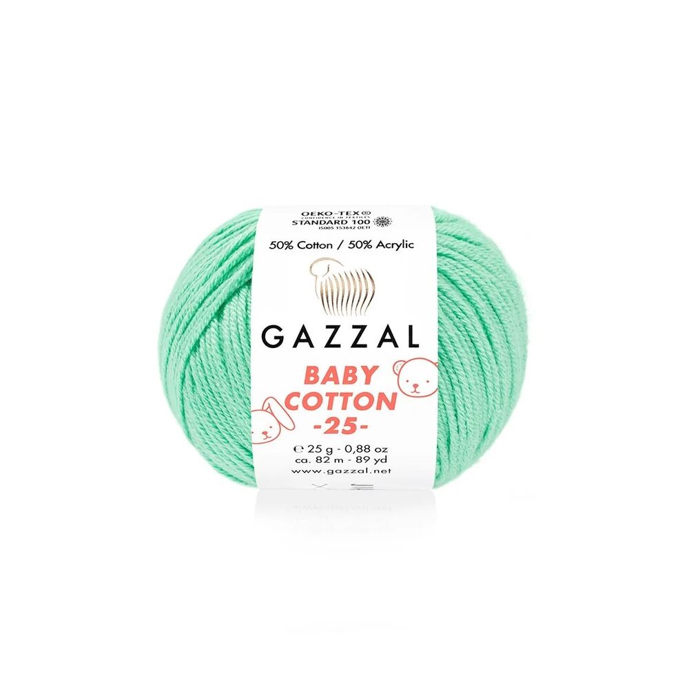 Пряжа Gazzal Baby Cotton 25 /Водная зелень 3425