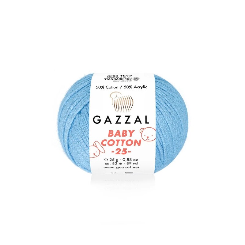Пряжа Gazzal Baby Cotton 25 /Голубой 3423 - Thumbnail