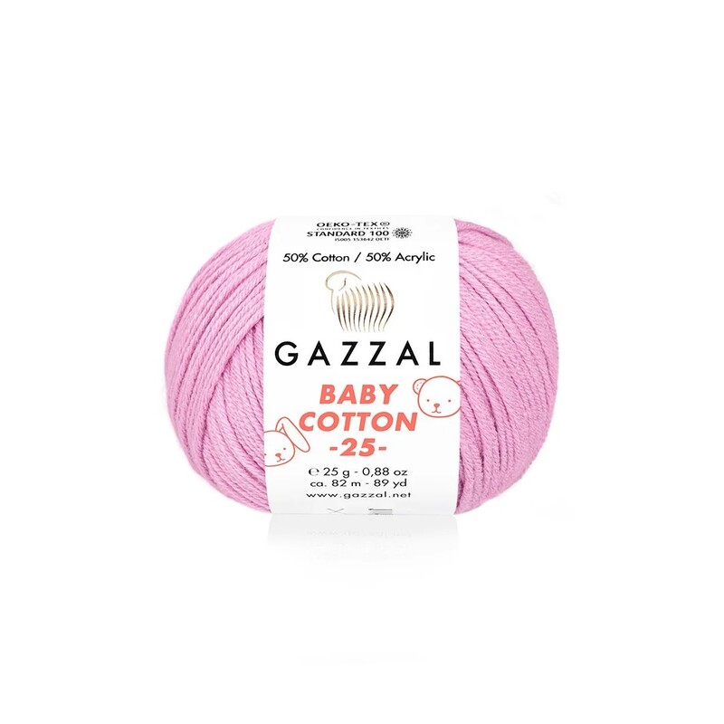 Gazzal - Пряжа Gazzal Baby Cotton 25 /Лилово-розовый 3422