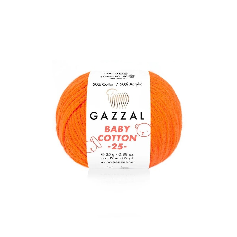 Пряжа Gazzal Baby Cotton 25 /Оранжевый 3419 - Thumbnail