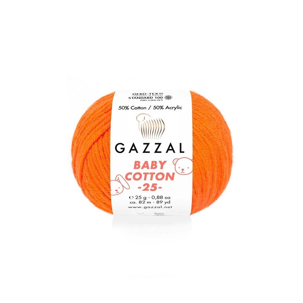 Пряжа Gazzal Baby Cotton 25 /Оранжевый 3419