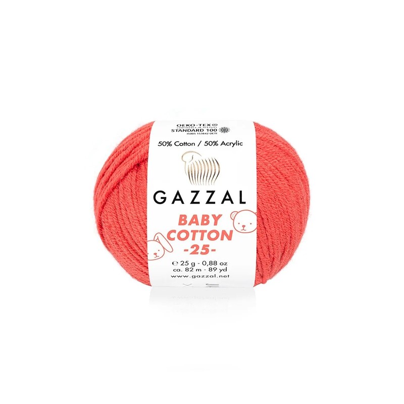 Gazzal - Пряжа Gazzal Baby Cotton 25 /Красно-розовый 3418