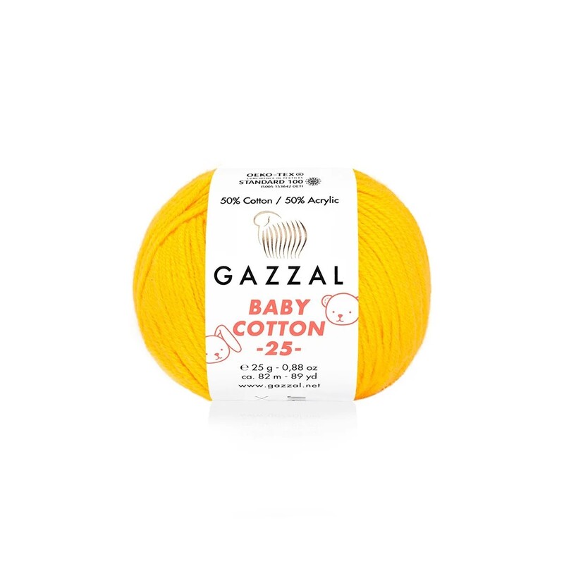 Gazzal - Пряжа Gazzal Baby Cotton 25 /Ярко-жёлтый 3417