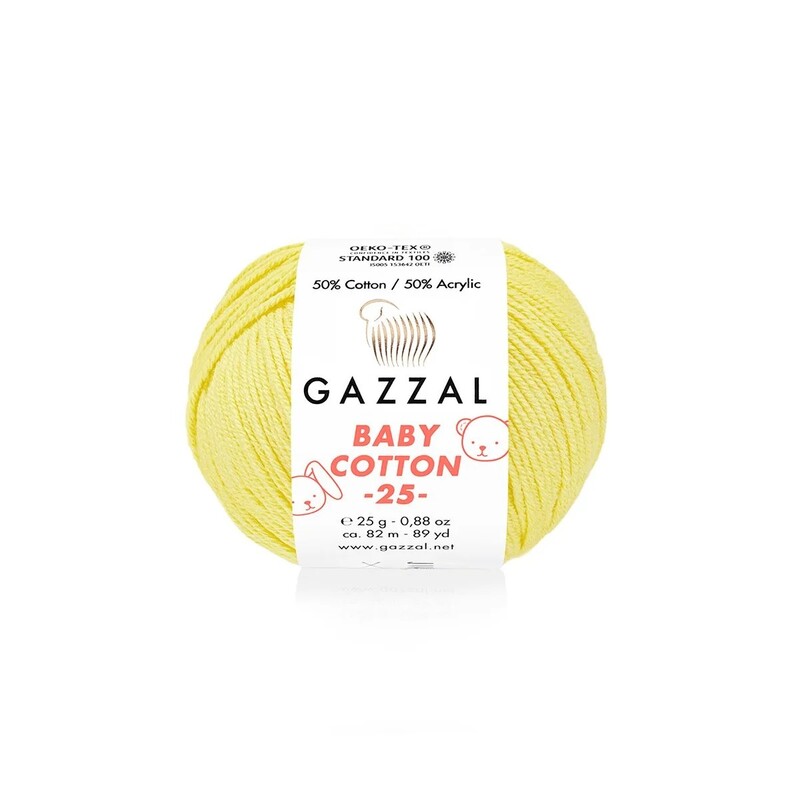 Gazzal - Пряжа Gazzal Baby Cotton 25 /Бледно-жёлтый 3413