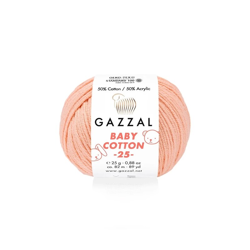 Gazzal - Пряжа Gazzal Baby Cotton 25 /Светло-лососевый 3412