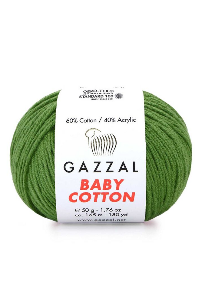 Пряжа Gazzal Baby Cotton /Травяной 3449
