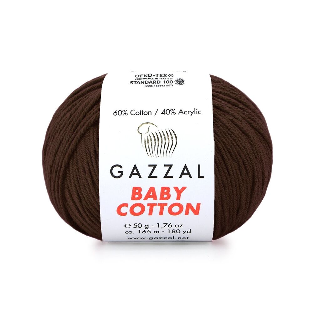 Пряжа Gazzal Baby Cotton /Коричневый 3436