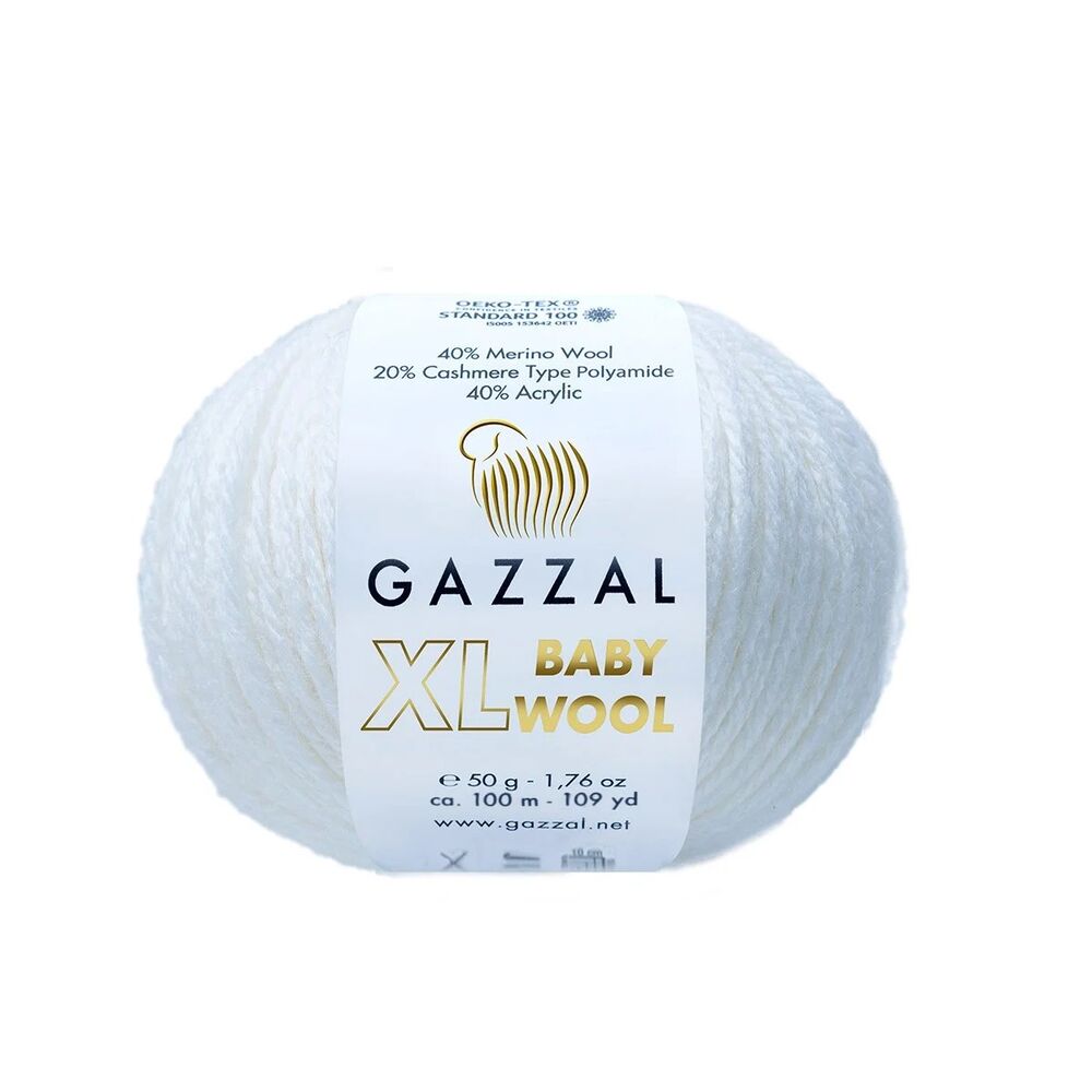 Gazzal Baby Wool XL El Örgü İpi | Parlak Beyaz 801