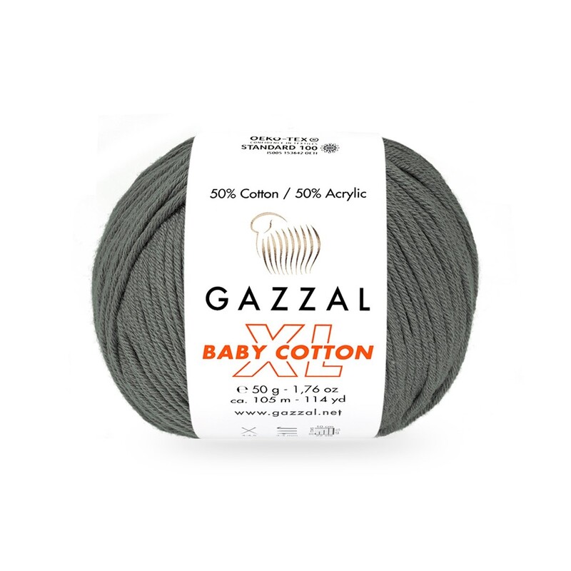 Gazzal Baby Cotton XL El Örgü İpi Koyu Gri 3450 - Thumbnail