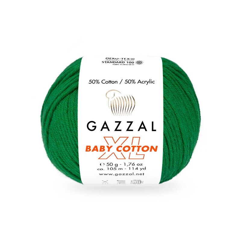 Gazzal Baby Cotton XL El Örgü İpi Yeşil 3456 - Thumbnail