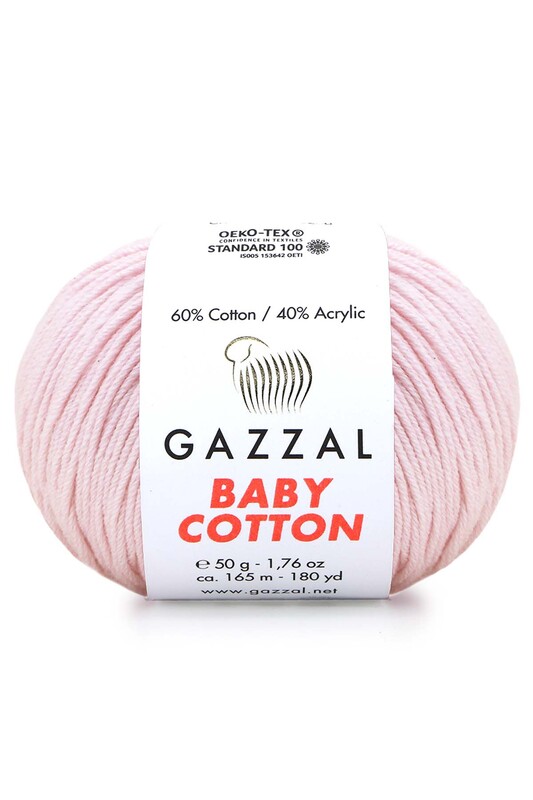 Gazzal - Gazzal Baby Cotton El Örgü İpi Açık Pembe 3411