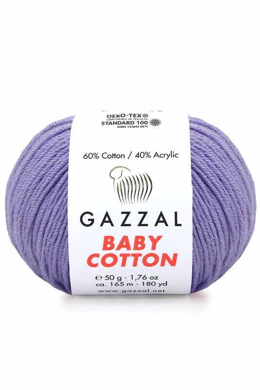 Gazzal Baby Cotton El Örgü İpi Leylak 3420 - Thumbnail