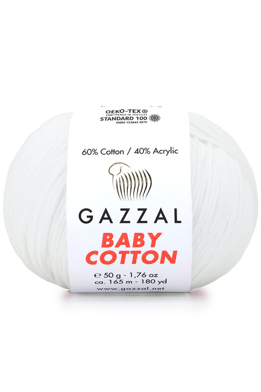 Gazzal - Gazzal Baby Cotton El Örgü İpi Beyaz 3432