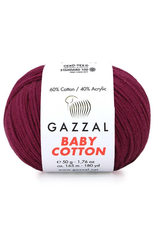 Gazzal - Gazzal Baby Cotton El Örgü İpi Bordo 3442